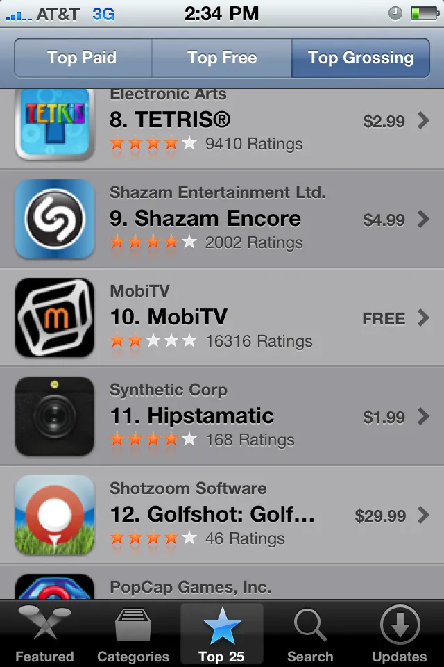 App listing