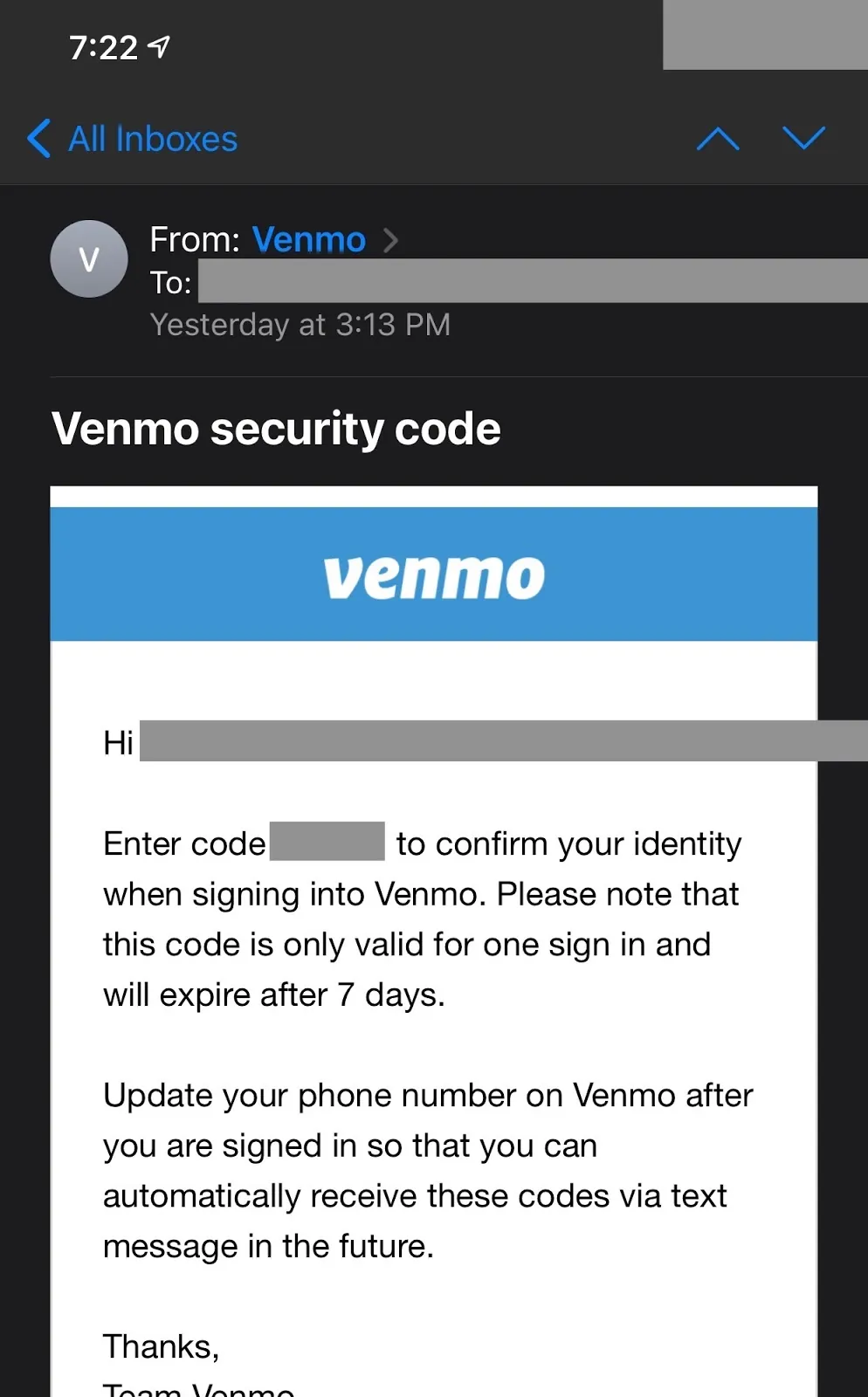 Identity code