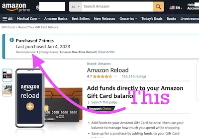 Amazon Reload page