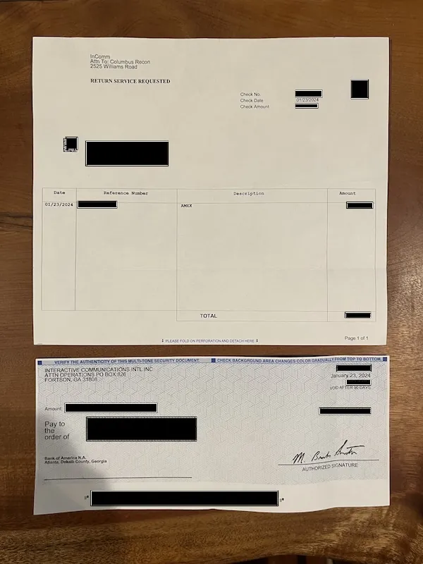 American Express check