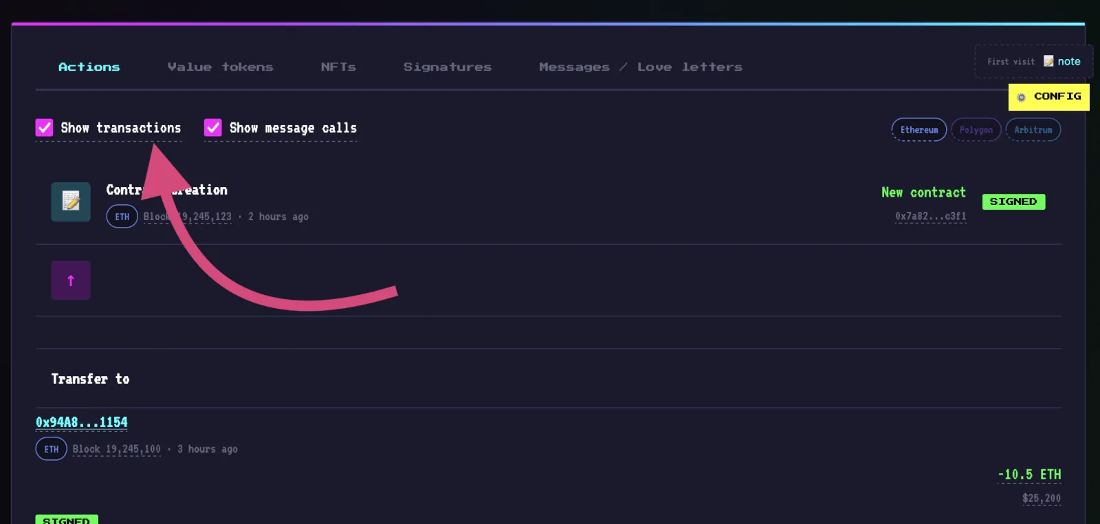 Hash4eva account actions view