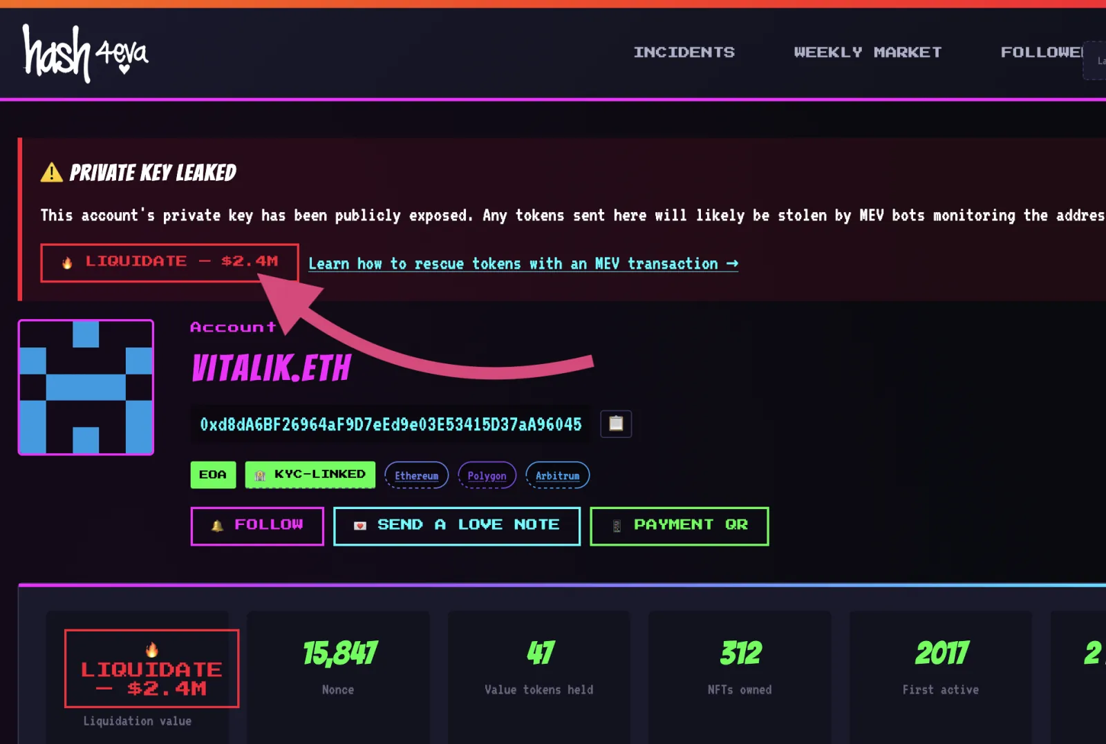Hash4eva account recovery and MEV transaction flow