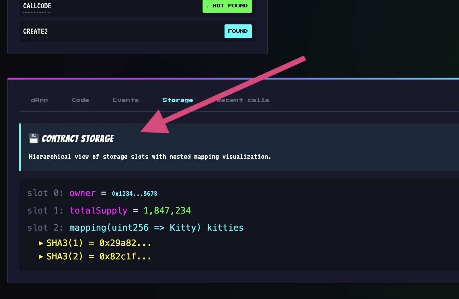 Hash4eva contract storage reverse-hash view