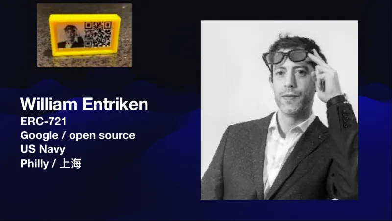 William Entriken, ERC-721, Google / open source, US Navy, Philly / Shanghai