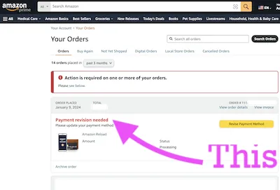 Amazon Reload page